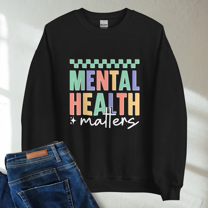 Mental Health Matters Retro Mental Health Awareness Crew Neck Sweatshirt - Cozy & Inspirational