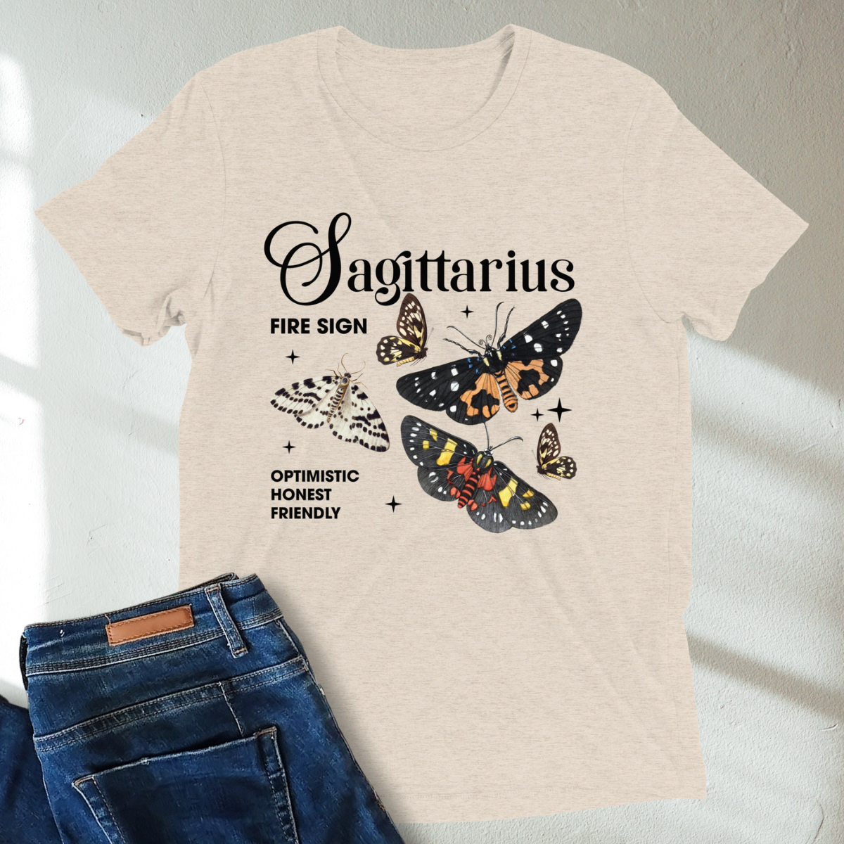 Sagittarius Butterfly Zodiac Unisex Tri-Blend Short Sleeve T-Shirt