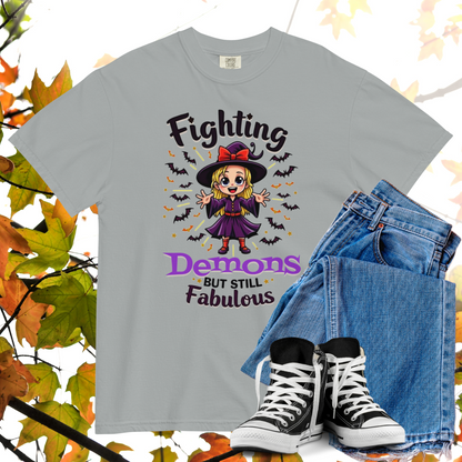 Fighting Demons But Still Fabulous Comfort Colors Heavyweight Halloween T-shirt