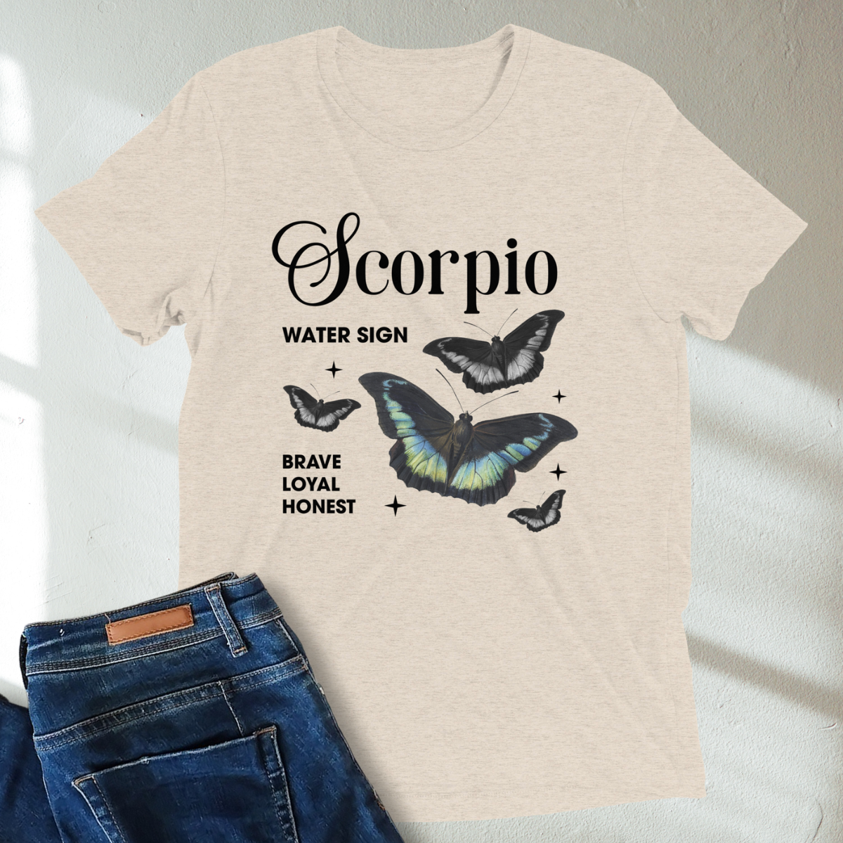 Scorpio Butterfly Zodiac Unisex Tri-Blend Short Sleeve T-Shirt