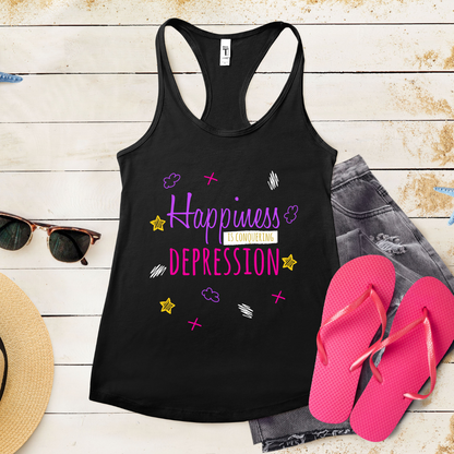 Happiness Is Conquering Depression - Women's Ideal Racerback Tank