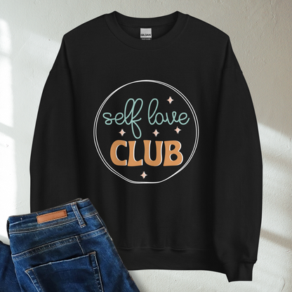 Self Love Club Retro Mental Health Awareness Crew Neck Sweatshirt - Cozy & Inspirational