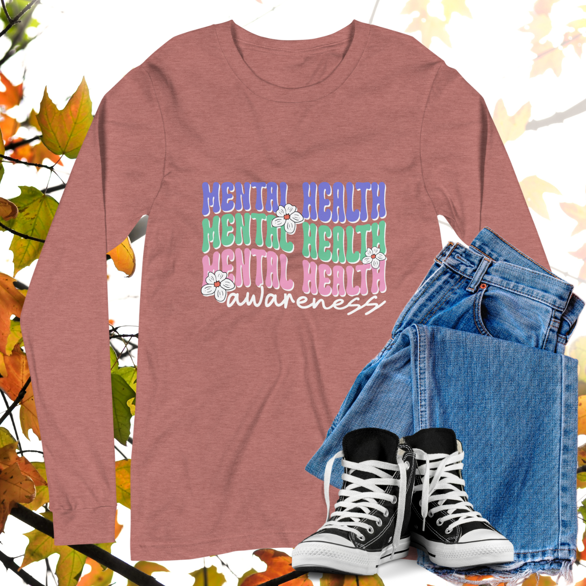 Mental Health Awareness  - Retro Long Sleeve Tee, Bella + Canvas