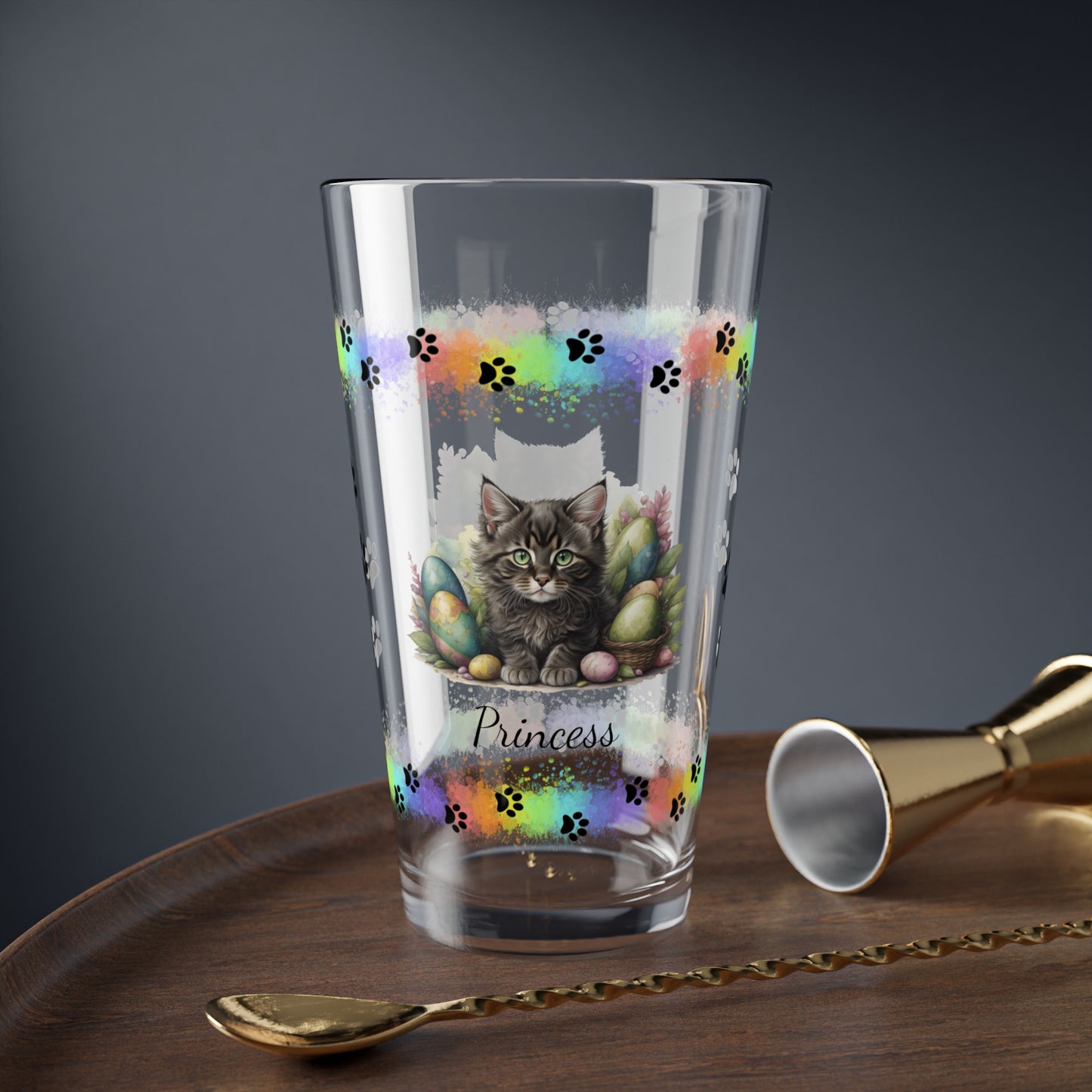 Maine Coon Easter Kitten 16oz Pint Glass - Personalized Cat-Themed Gift, Mental Health Drinkware, Holiday Décor & Easter Celebration