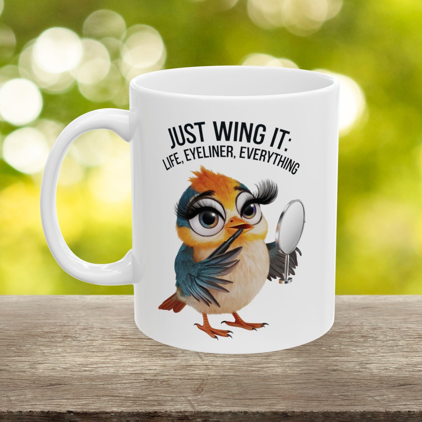 Just Wing It: Life, Eyeliner, Everything  - Ceramic Mug, (11oz, 15oz)