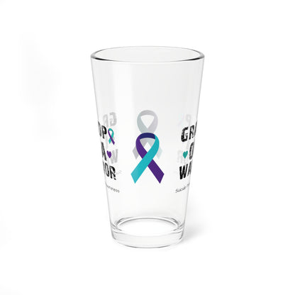 Grandpa of a Warrior - Suicide Prevention Awareness Warrior Pint Glass, 16oz