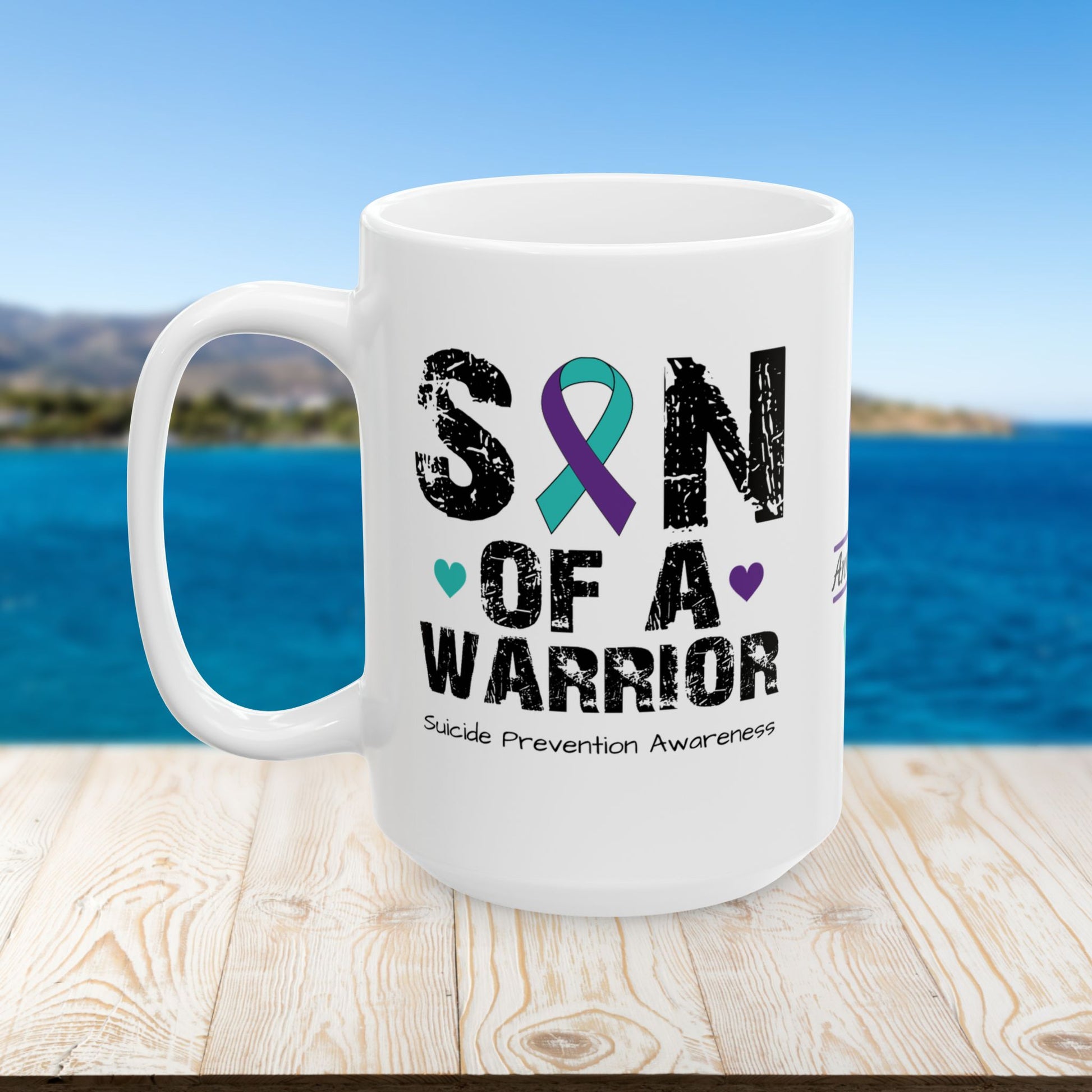 Son of a Warrior - Personalized Suicide Prevention Awareness Gift, Empowerment and Resilience Ceramic Mug, Support for Survivors