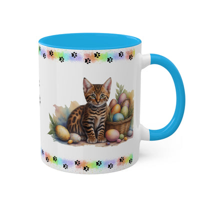 Bengal - Eggstra-Adorable Easter Kitten Two-Tone Coffee Mug, 11oz