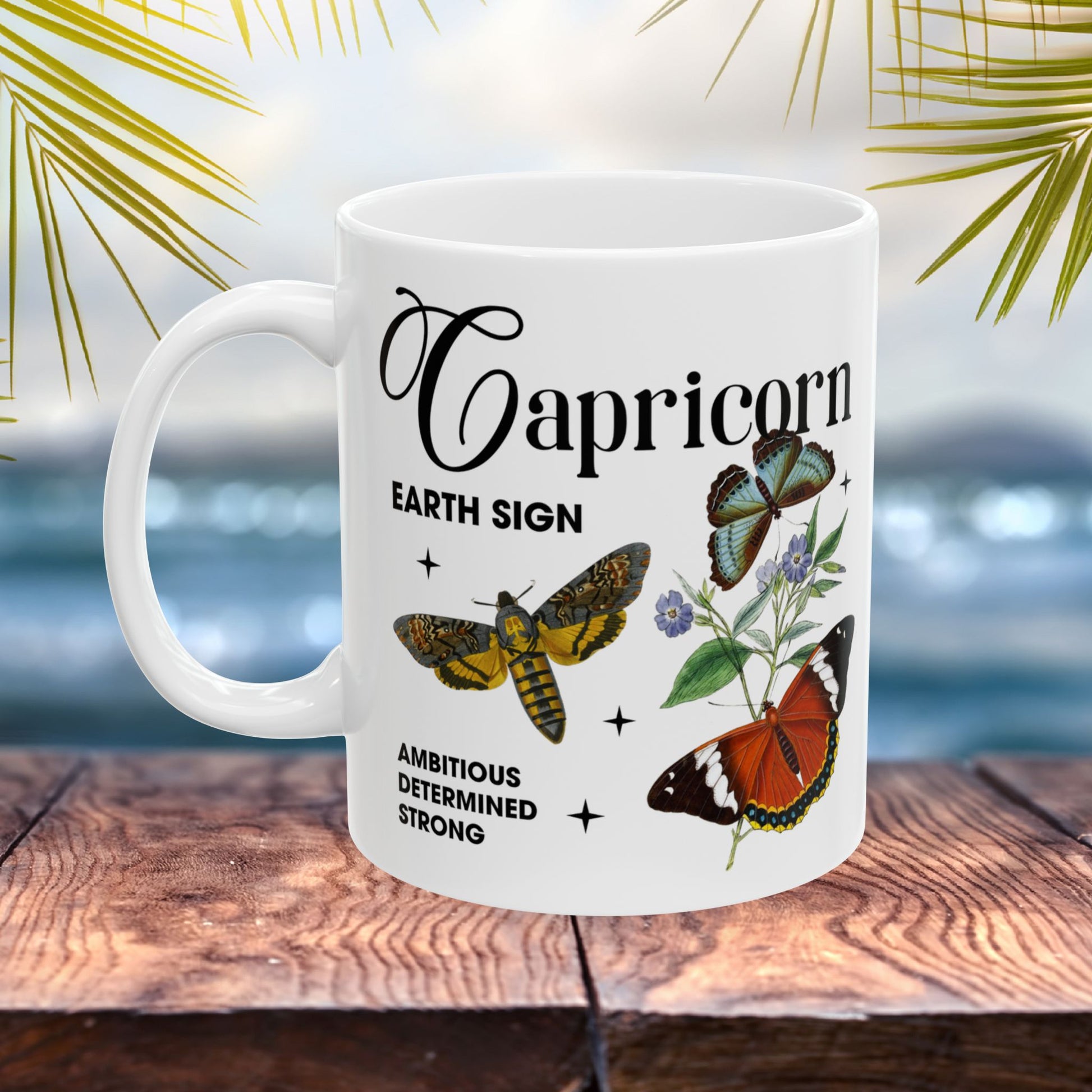 Capricorn Personalized Zodiac Mug, Gift for Capricorn, Horoscope Gift, Capricorn Birthday, Butterfly Design, Astrology Capricorn Mug, Capricorn Zodiac Sign, Zodiac Gift