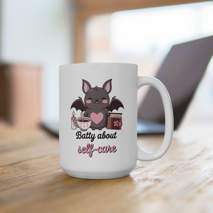 Batty About Self-Care Ceramic Mug, (11oz, 15oz)