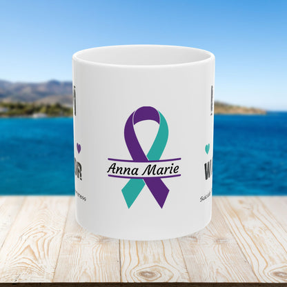 I am of a Warrior - Personalized Suicide Prevention Awareness Gift, Empowerment and Resilience Ceramic Mug, Support for Survivors