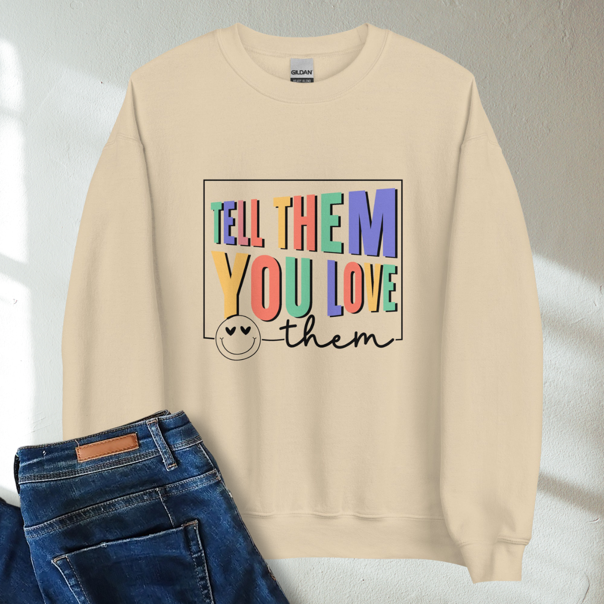 Tell Them You Love Them Retro Mental Health Awareness Crew Neck Sweatshirt - Cozy & Inspirational