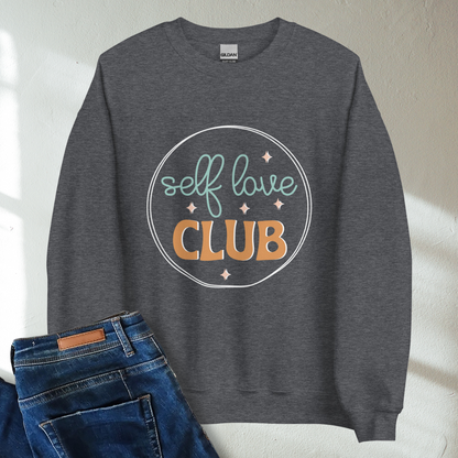 Self Love Club Retro Mental Health Awareness Crew Neck Sweatshirt - Cozy & Inspirational