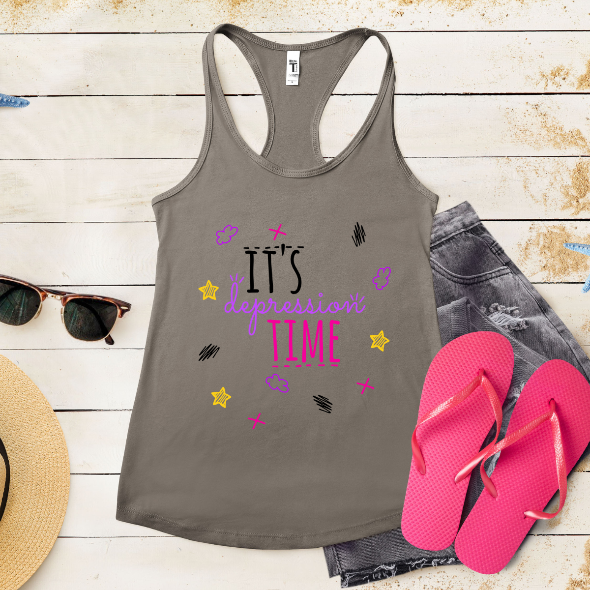 It's Depression Time - Women's Ideal Racerback Tank