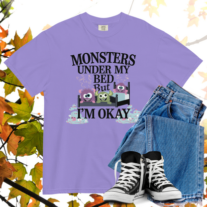 Monsters Under My Bed But I'm Okay Comfort Colors Heavyweight Halloween T-shirt