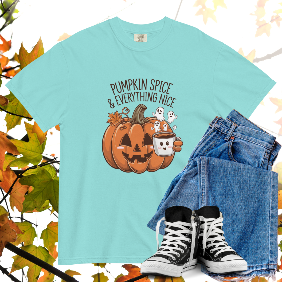 Pumpkin Spice And Everything Nice Comfort Colors Heavyweight Halloween T-shirt