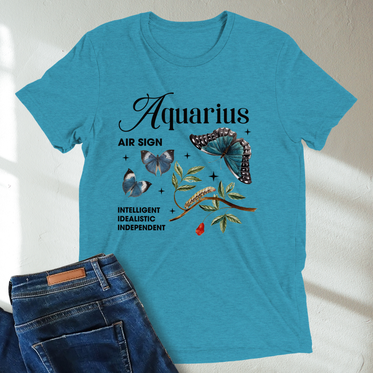 Aquarius Butterfly Zodiac Unisex Tri-Blend Short Sleeve T-Shirt