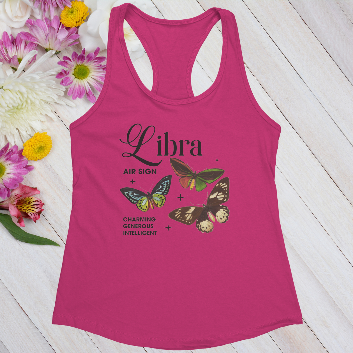 Libra Butterfly Zodiac Women's Racerback Tank