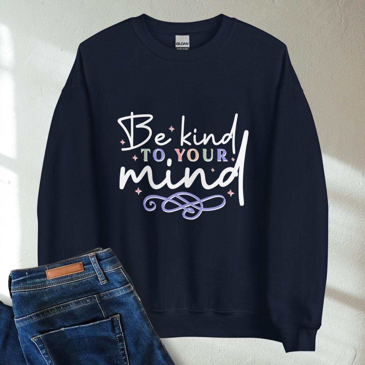 Be Kind To Your Mind Retro Mental Health Awareness Crew Neck Sweatshirt - Cozy & Inspirational