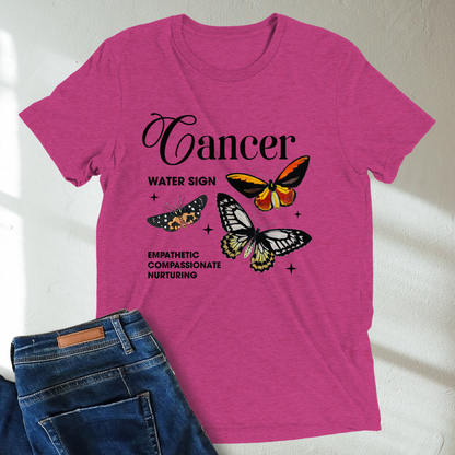 Cancer Butterfly Zodiac Unisex Tri-Blend Short Sleeve T-Shirt