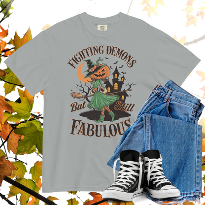 Fighting Demons But Still Fabulous Comfort Colors Heavyweight Halloween T-shirt