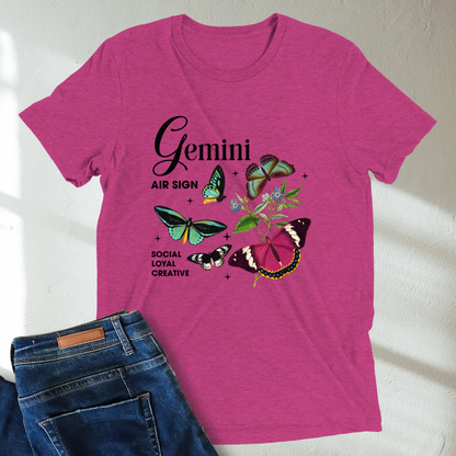 Gemini Butterfly Zodiac Unisex Tri-Blend Short Sleeve T-Shirt