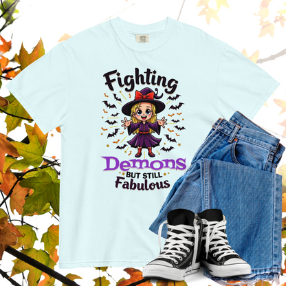 Fighting Demons But Still Fabulous Comfort Colors Heavyweight Halloween T-shirt