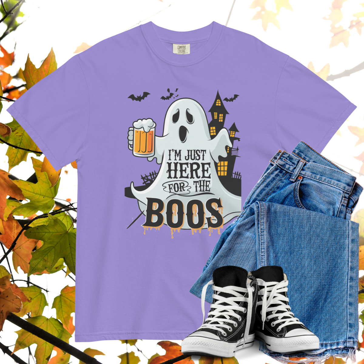 I'm Just Here For The Boos Comfort Colors Heavyweight Halloween T-shirt