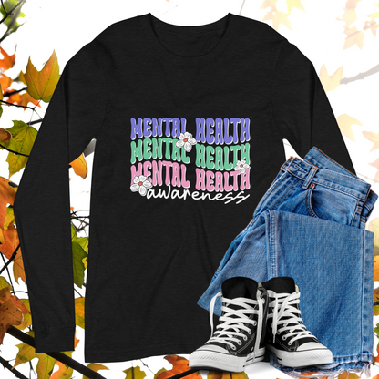 Mental Health Awareness  - Retro Long Sleeve Tee, Bella + Canvas