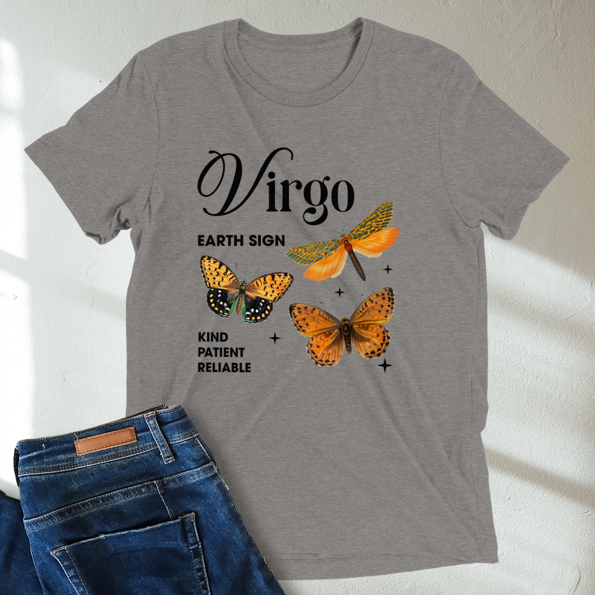 Virgo Butterfly Zodiac Unisex Tri-Blend Short Sleeve T-Shirt