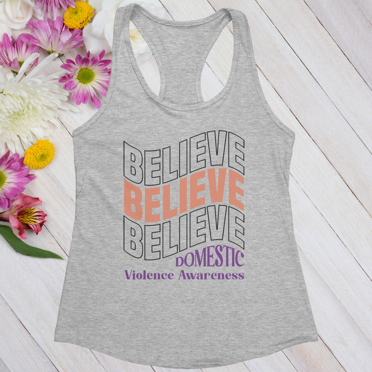 Believe Believe Believe Women's Ideal Racerback Tank