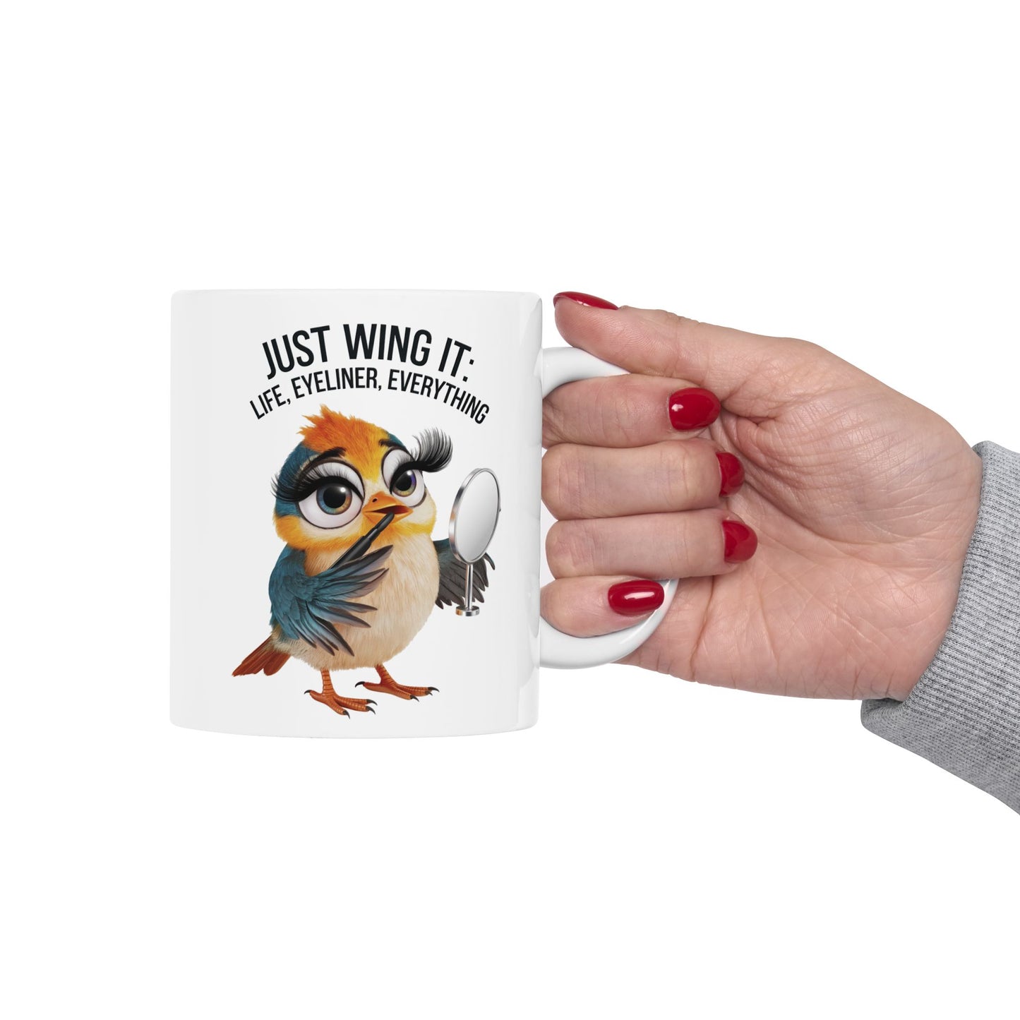 Just Wing It: Life, Eyeliner, Everything  - Ceramic Mug, (11oz, 15oz)