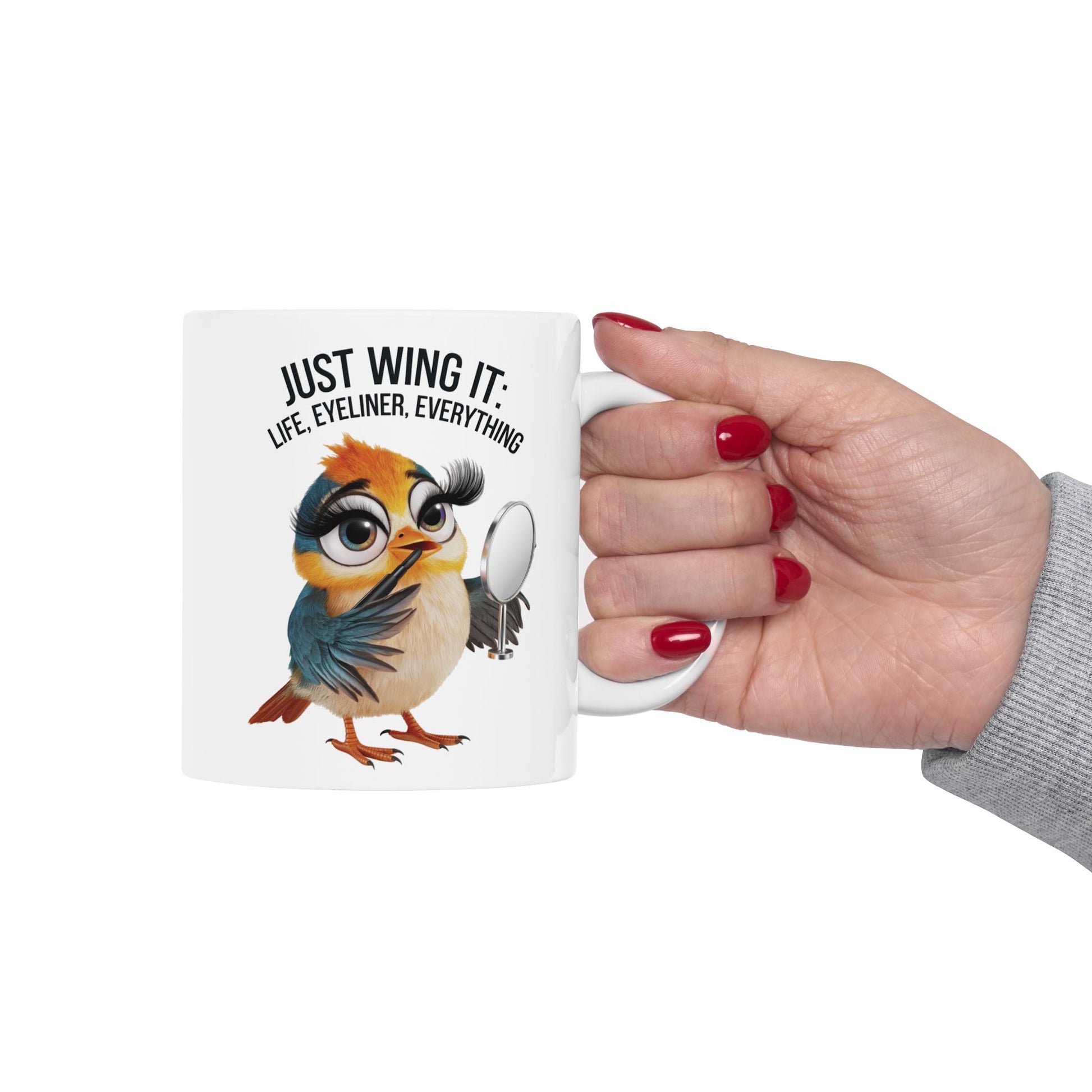 Just Wing It: Life, Eyeliner, Everything  - Ceramic Mug, (11oz, 15oz)