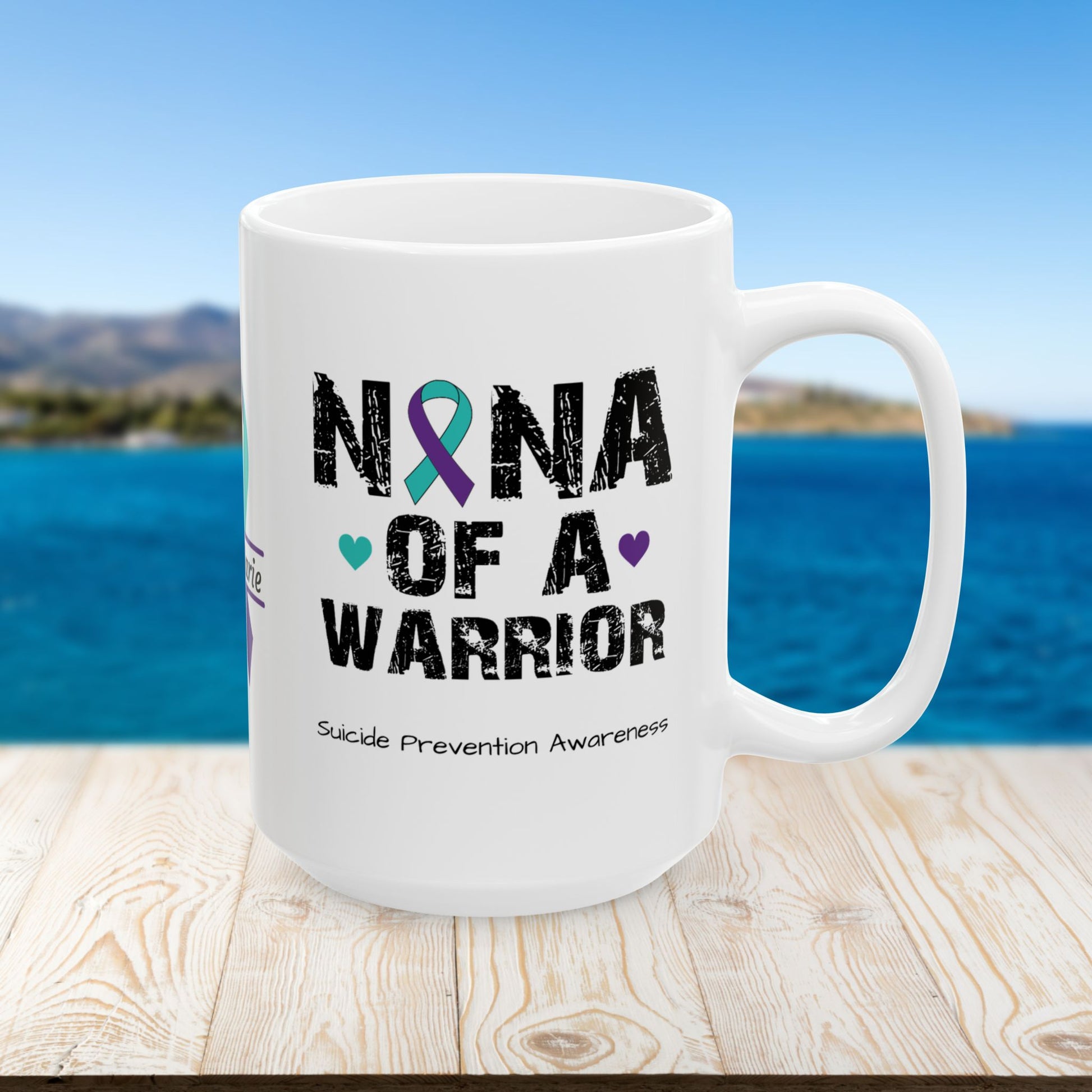 Nana of a Warrior - Personalized Suicide Prevention Awareness Gift, Empowerment and Resilience Ceramic Mug, Support for Survivors