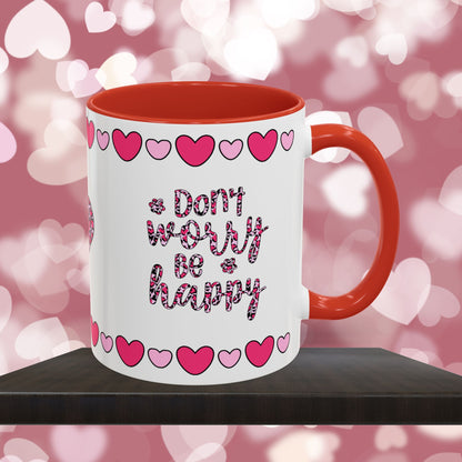 Don't Worry Be Happy - Mental Health & Wellness Ceramic Mug, 11oz or 15oz, Encouraging Positivity and Emotional Balance