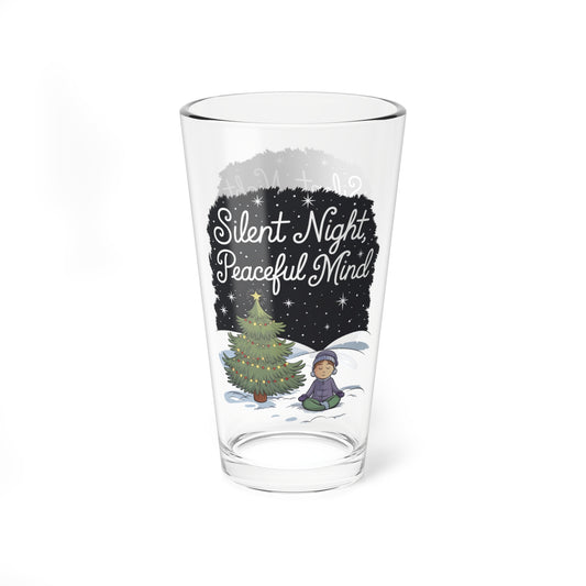 Silent Night, Peaceful Mind, Christmas Pint Glass, 16oz