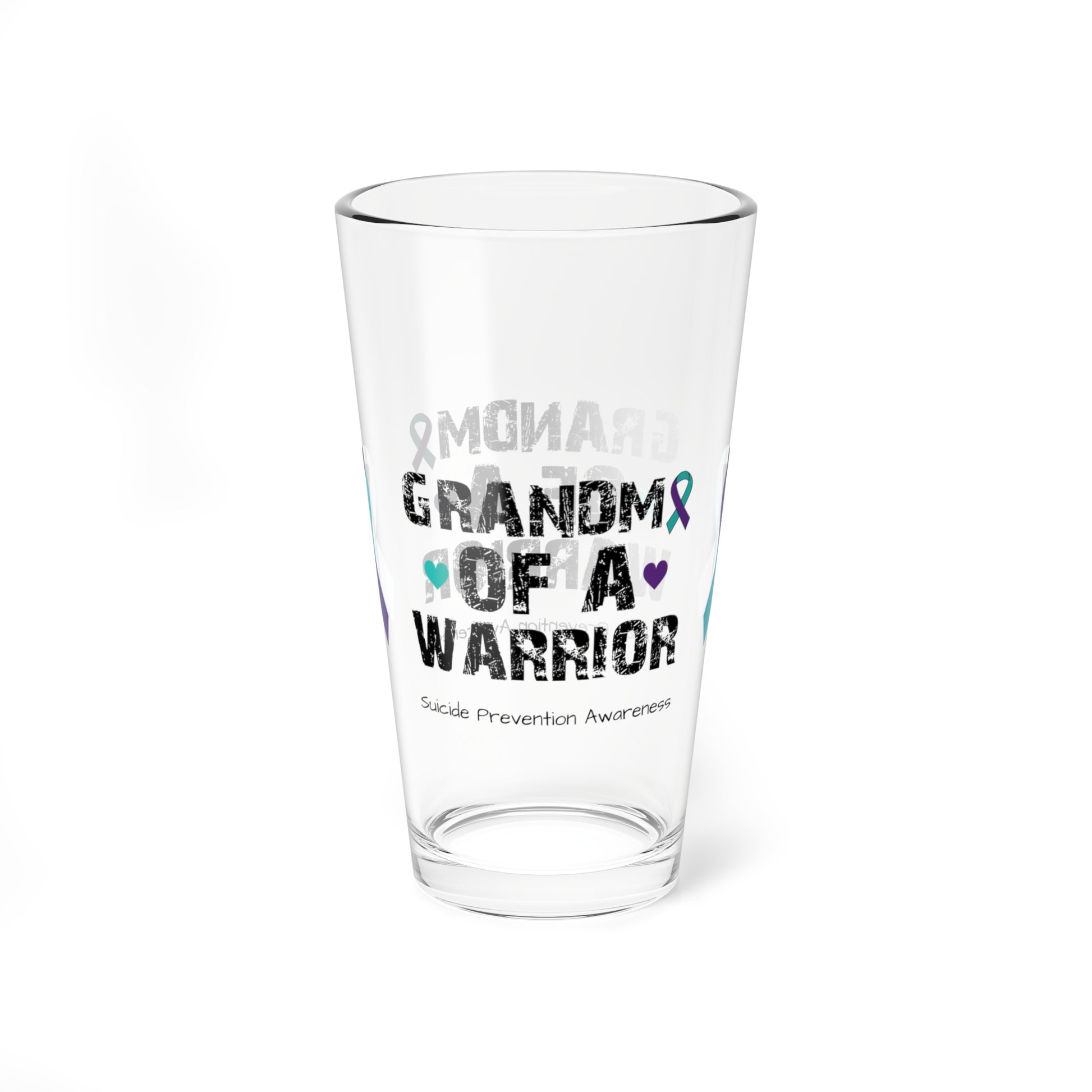 Grandma of a Warrior - Suicide Prevention Awareness Warrior Pint Glass, 16oz