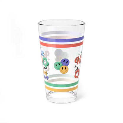 Be Kind To Your Mind Retro Pint Glass - 16oz Mental Health Drinkware, Clear Glass for Beverages