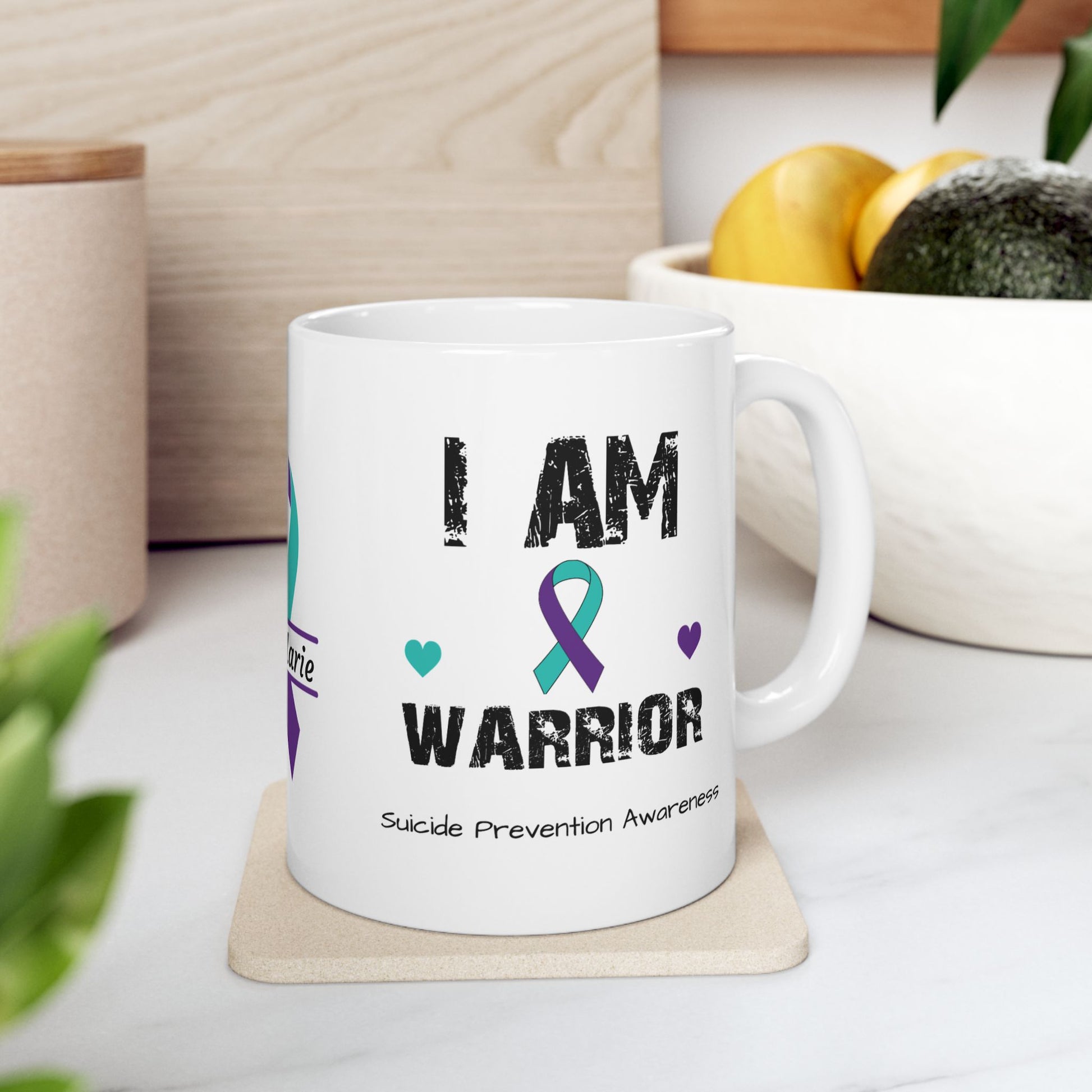 I am of a Warrior - Personalized Suicide Prevention Awareness Gift, Empowerment and Resilience Ceramic Mug, Support for Survivors