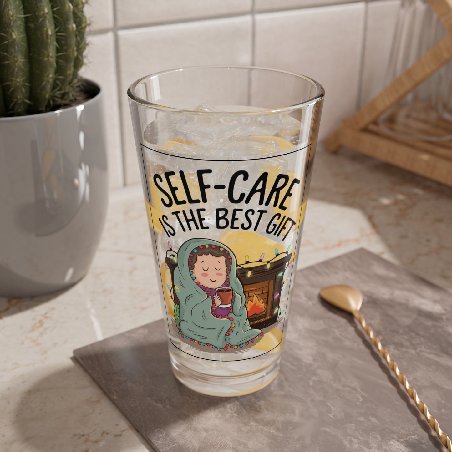 Self-Care Is The Best Gift, Christmas Pint Glass, 16oz