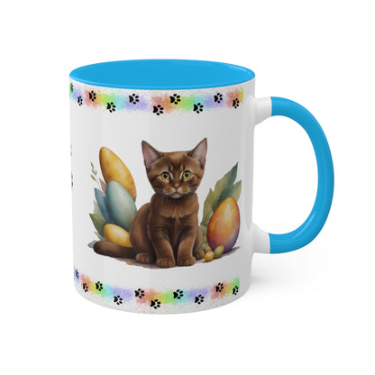 Burmese - Eggstra-Adorable Easter Kitten Two-Tone Coffee Mug, 11oz