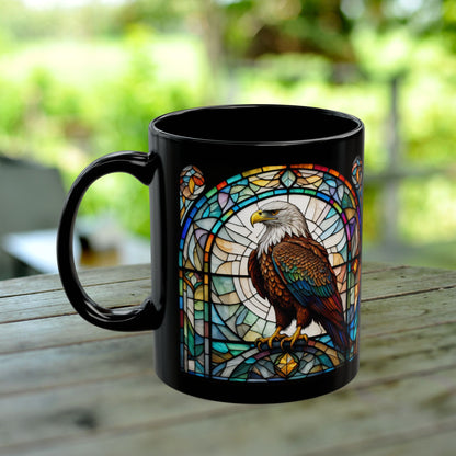 Eagle Personalized Mug, Stained Glass Zoo Animal Design, Unique Ceramic Gift for Wildlife Lovers, Coffee, Tea, & Hot Chocolate Cup