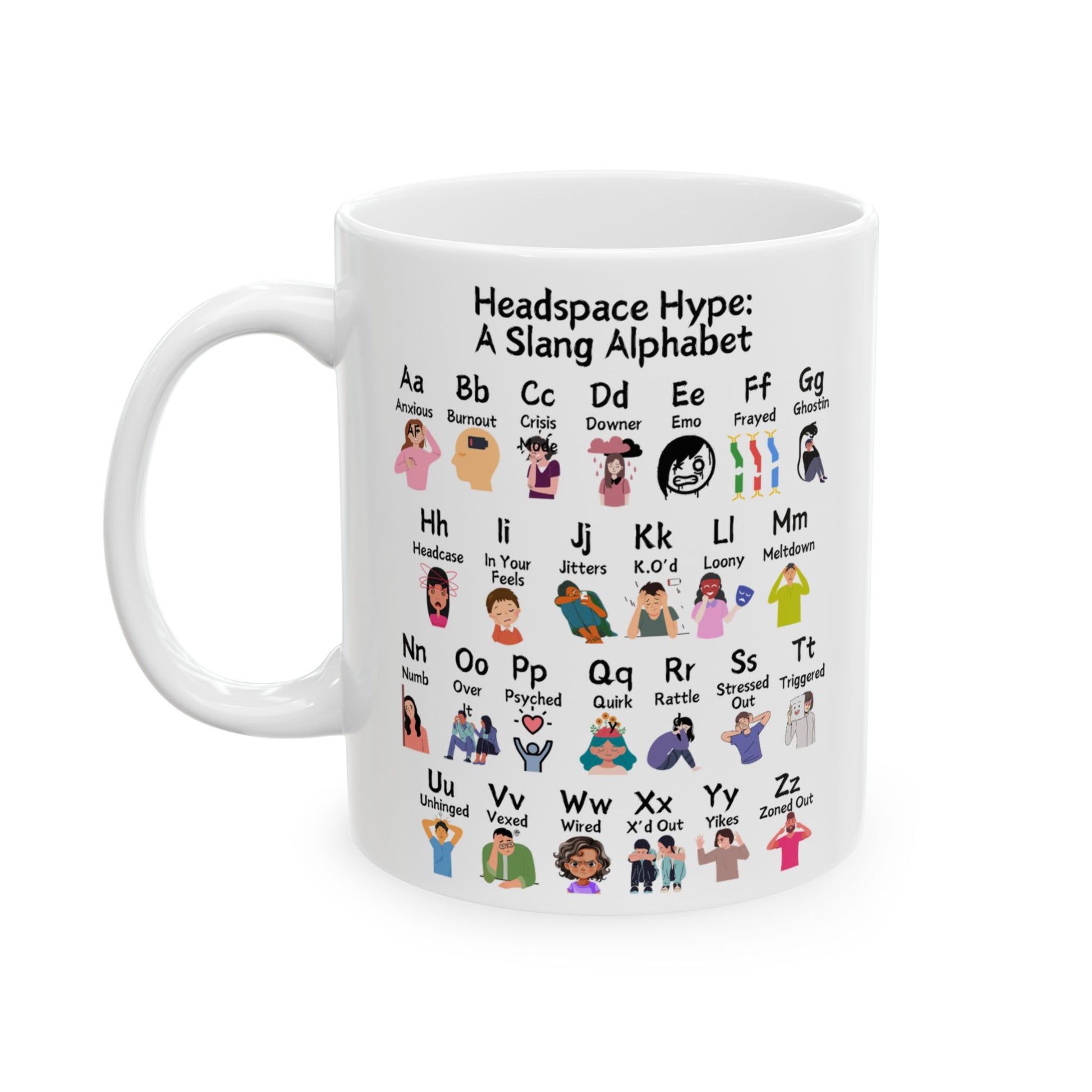 Headspace Hype: A Slang Alphabet Ceramic Mug, (11oz, 15oz)