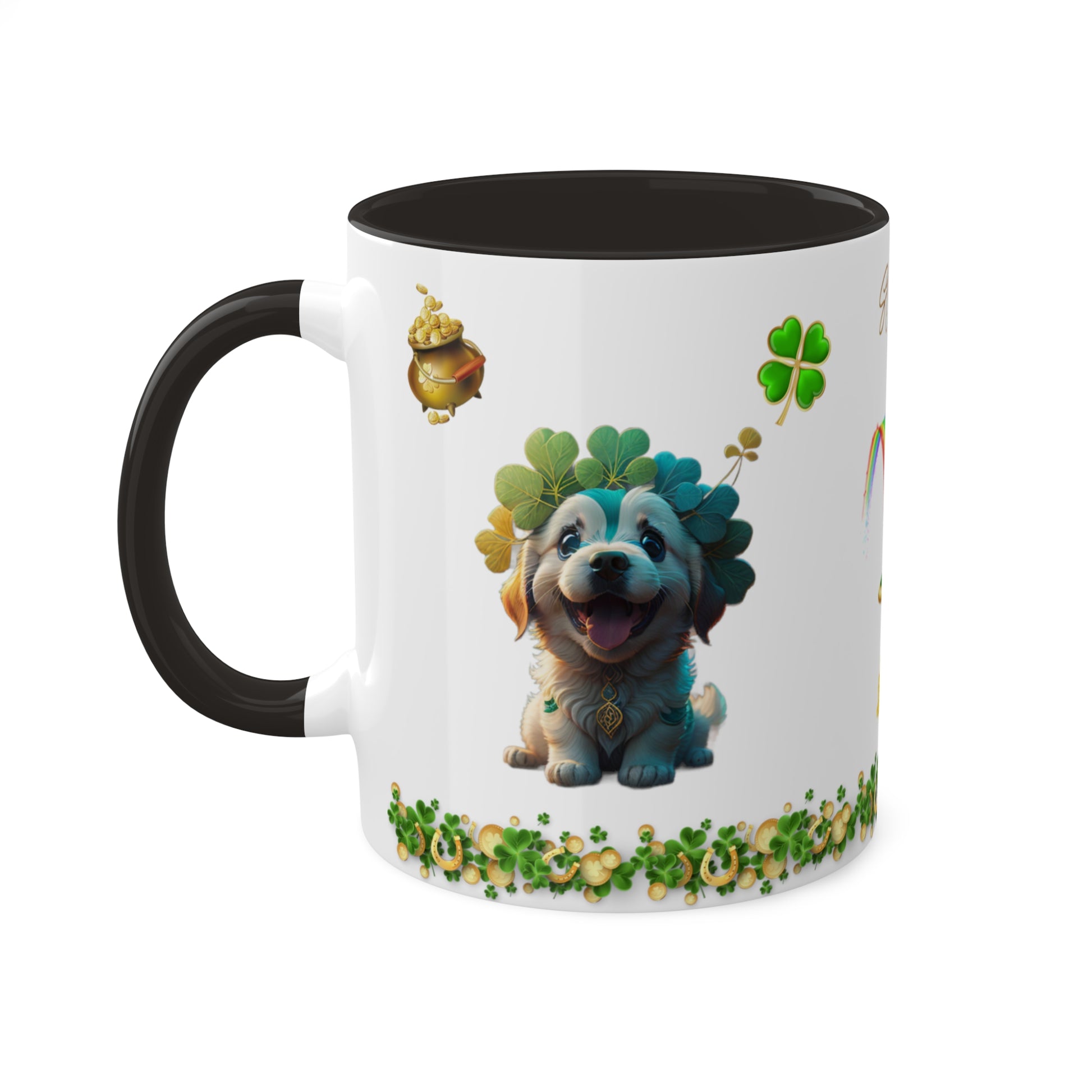 Pawsitive Paddy's Puzzle Parade - St. Patrick's Day Two-Tone Coffee Mug