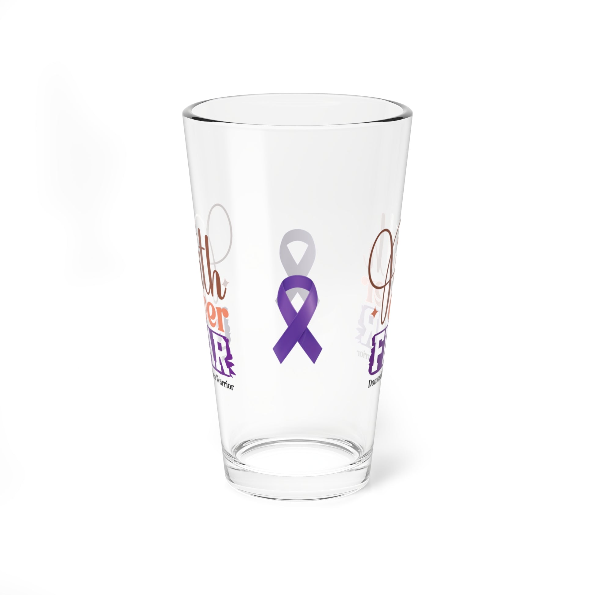 Faith Over Fear Domestic Violence Warrior 16oz Pint Glass - Stop Abuse, Support Survivors, Break the Silence