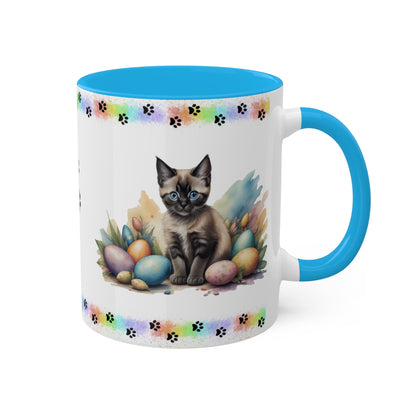 Siamese - Eggstra-Adorable Easter Kitten Two-Tone Coffee Mug, 11oz