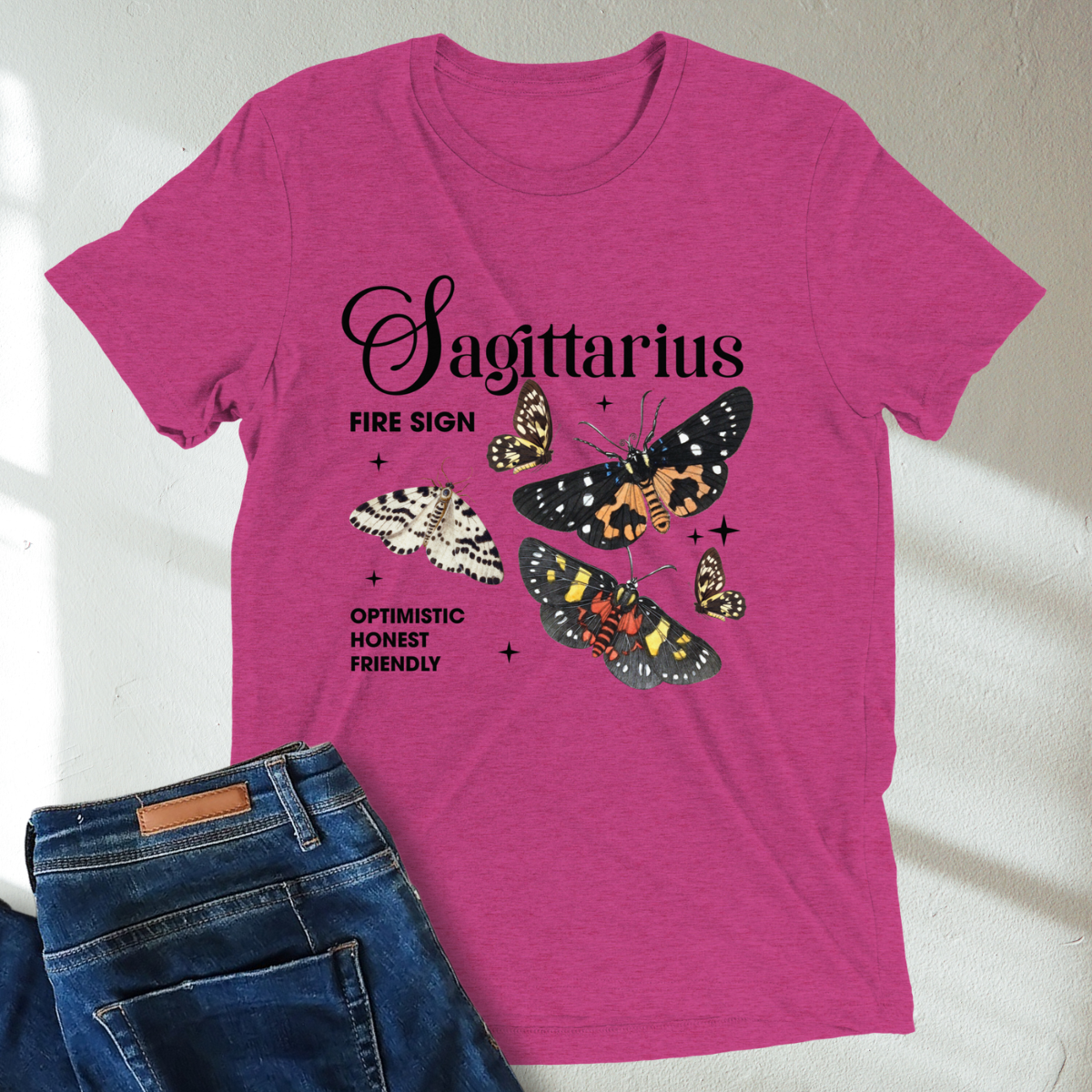 Sagittarius Butterfly Zodiac Unisex Tri-Blend Short Sleeve T-Shirt