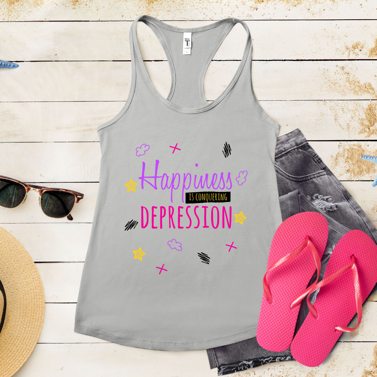 Happiness Is Conquering Depression - Women's Ideal Racerback Tank