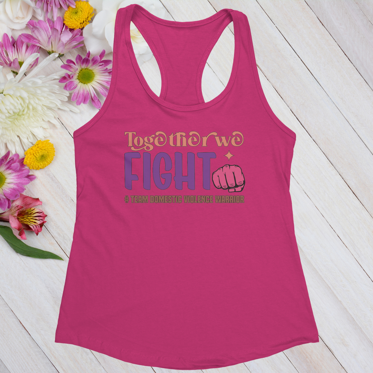 Together We Fight #Team Domestic Violence Warrior Women's Ideal Racerback Tank