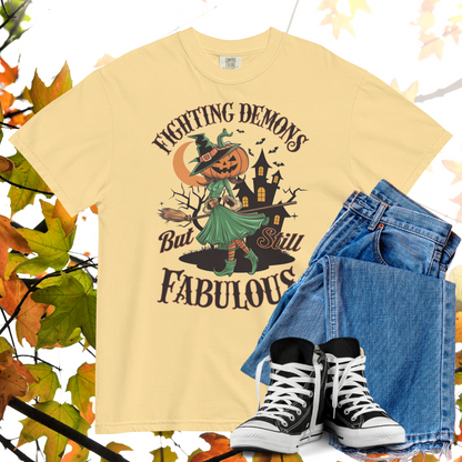 Fighting Demons But Still Fabulous Comfort Colors Heavyweight Halloween T-shirt